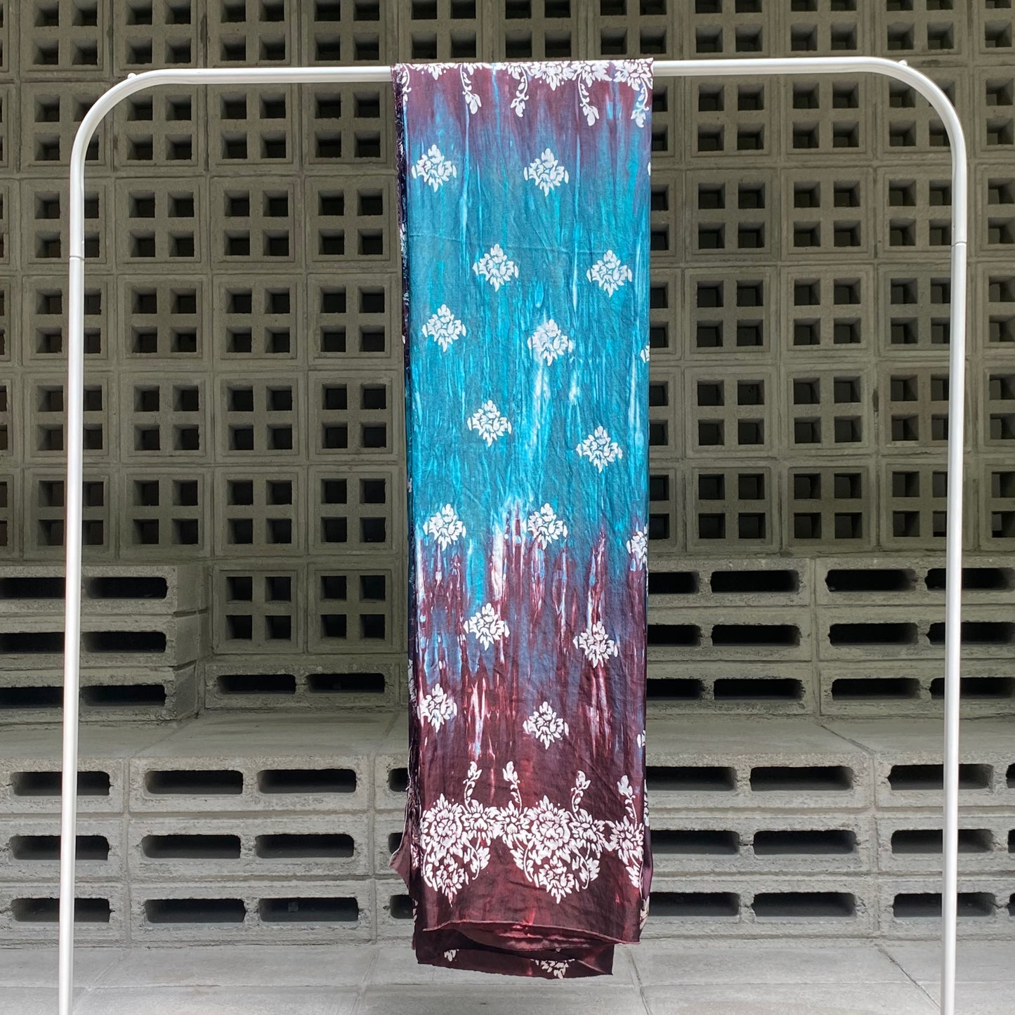 Purple Brown + Macaw Blue Ombre - Satin Silk