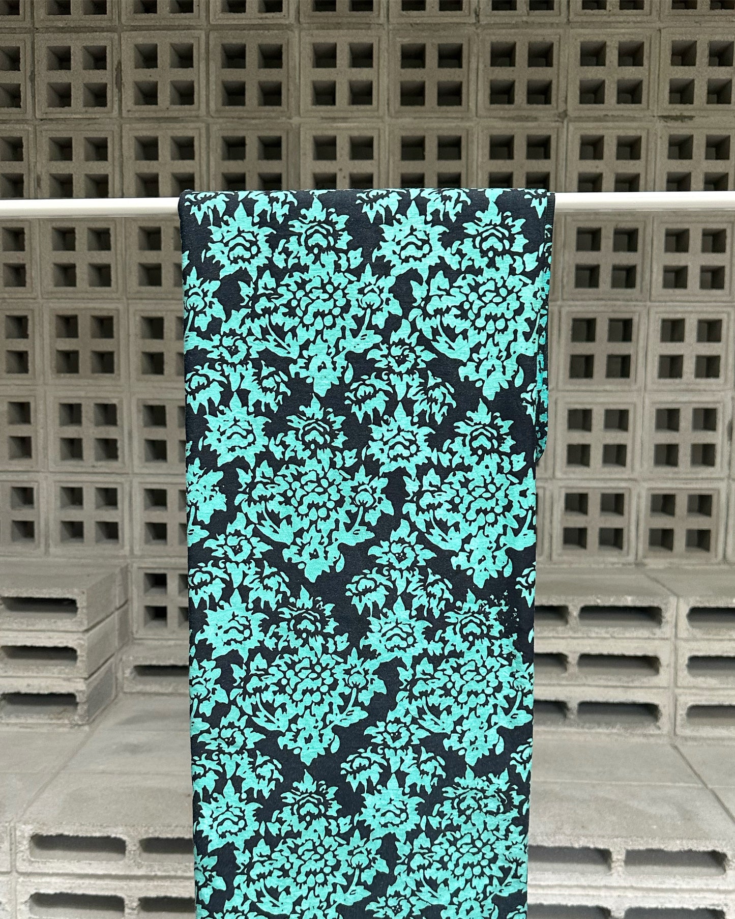 Cotton Satin - Black Aqua