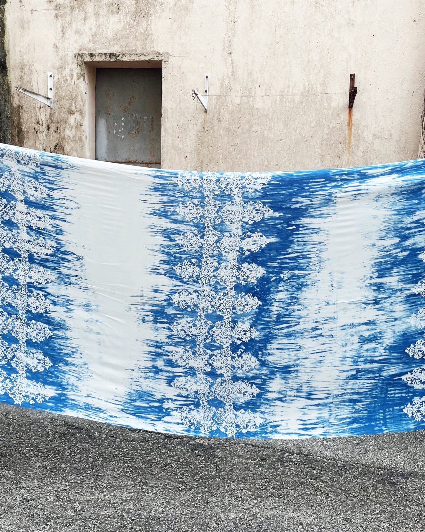 Crepe de chine - White Blue