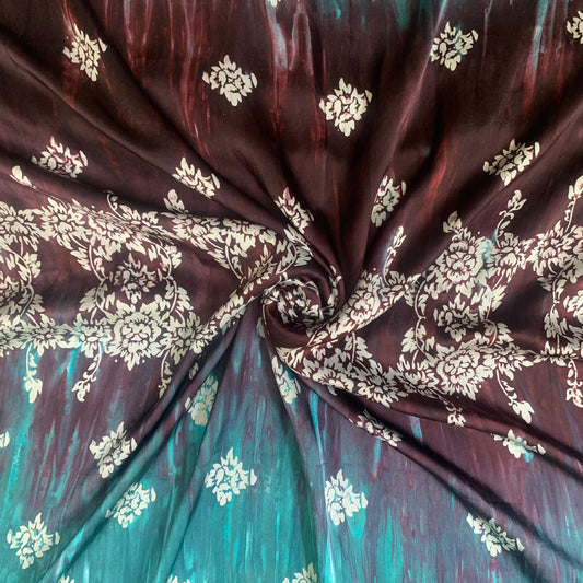 Purple Brown + Macaw Blue Ombre - Satin Silk